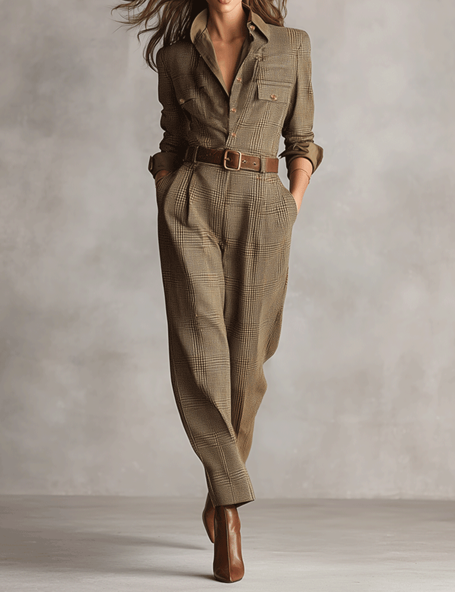 Celia™ | Hosenanzug mit Karo-Muster und raffinierten Details