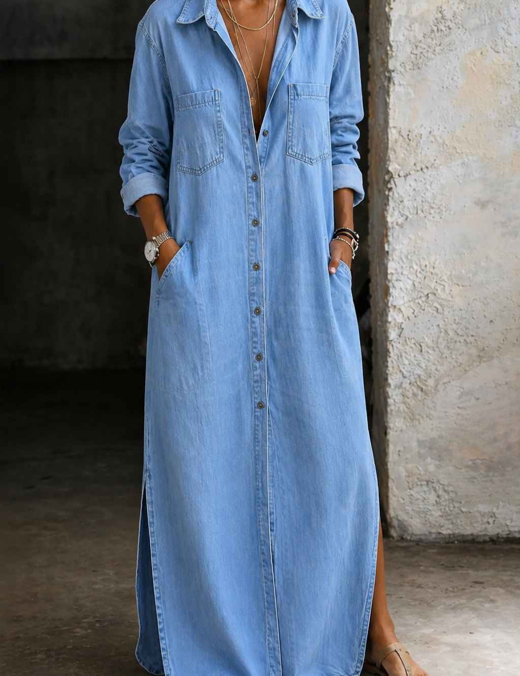 Diethilde – Denimkleid mit durchgehender Knopfleiste von Amora Bern