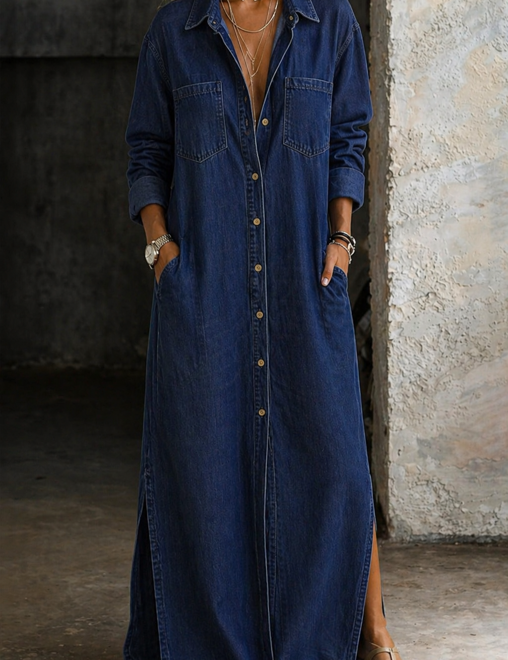 Diethilde – Denimkleid mit durchgehender Knopfleiste von Amora Bern, Ansicht 6