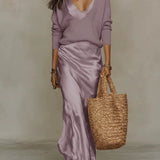 Elena | Satin-Midikleid mit passendem Pullover