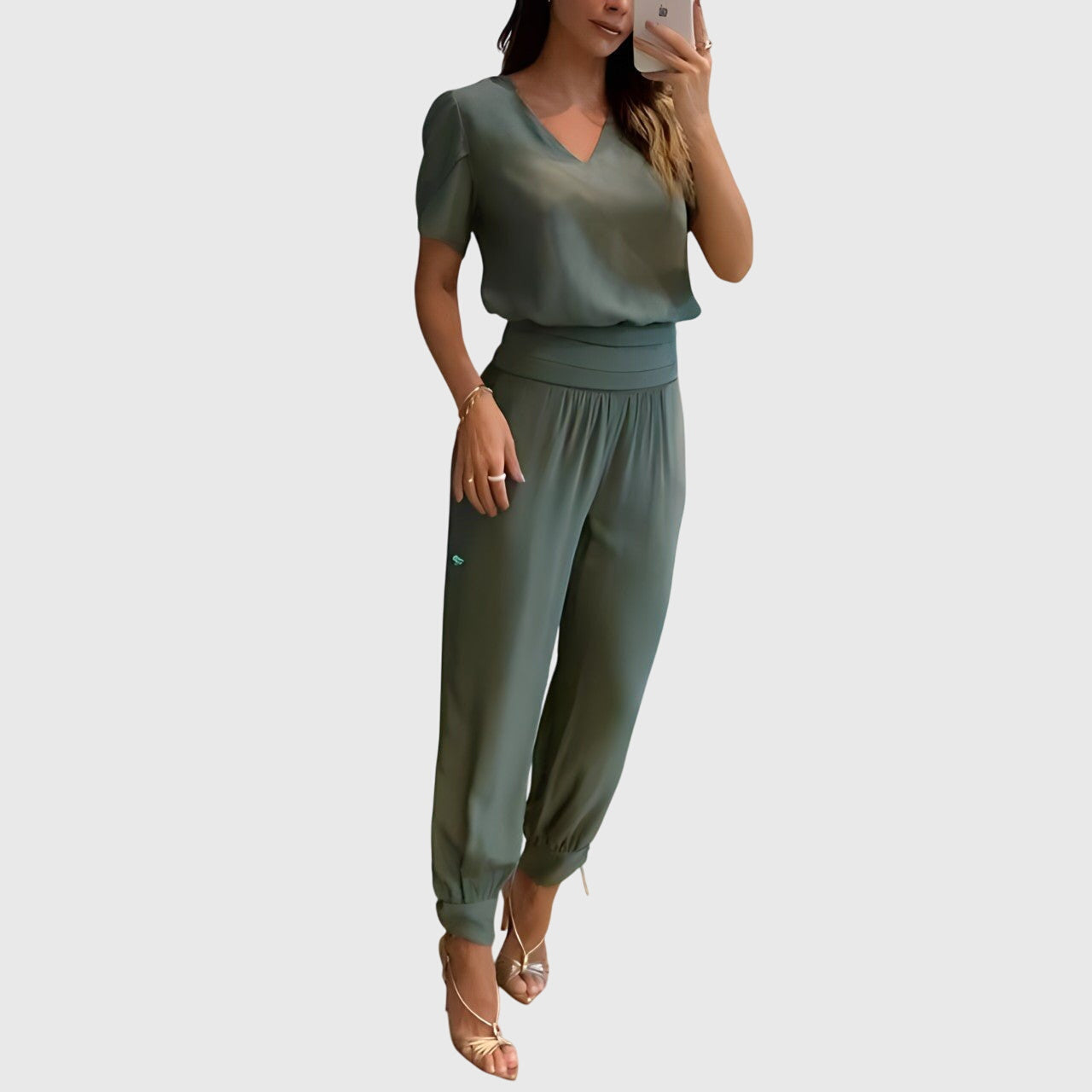 Jennifer™ Stilvolles Blusen- und Hosenset, Detailansicht
