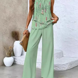 Ovelynra™ | Ärmelloses Oberteil und Hose mit weitem Bein Set