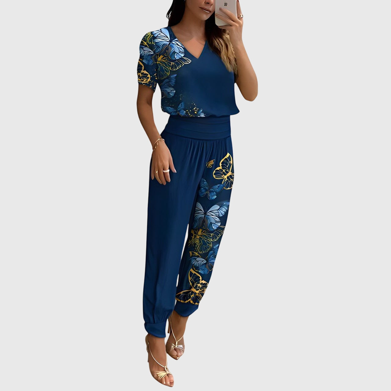 Jennifer™ Stilvolles Blusen- und Hosenset, Seitenansicht
