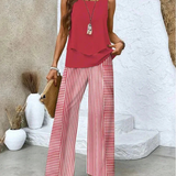 Ovelynra™ | Ärmelloses Oberteil und Hose mit weitem Bein Set