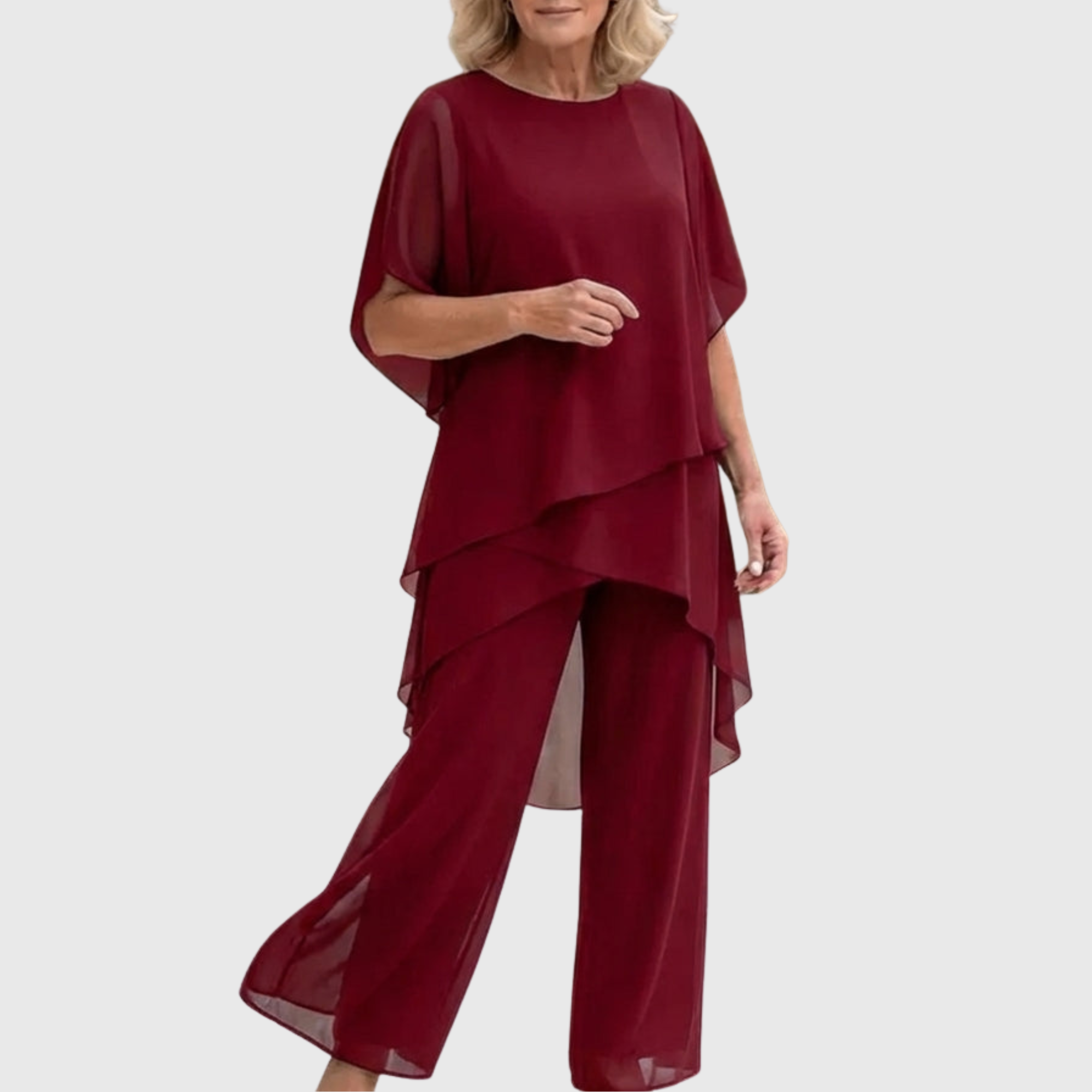 Linda Anzug mit drapierter Palazzo-Hose, Vorderansicht