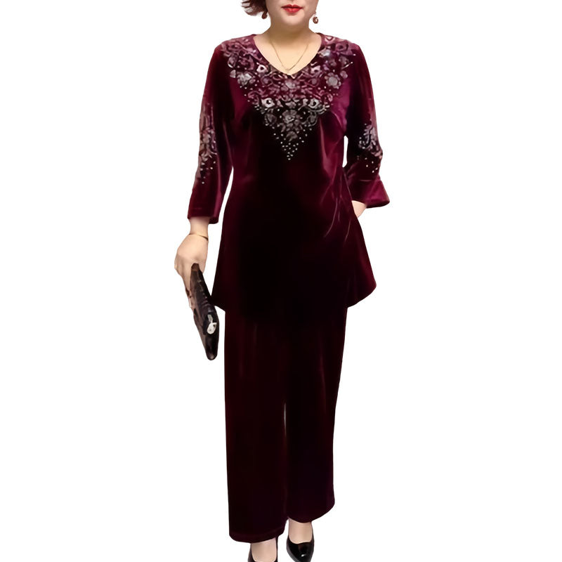 Elvire Elegantes zweiteiliges Samt-Set, Detailansicht
