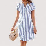 Bina™ | Gestreiftes Hemdblusenkleid