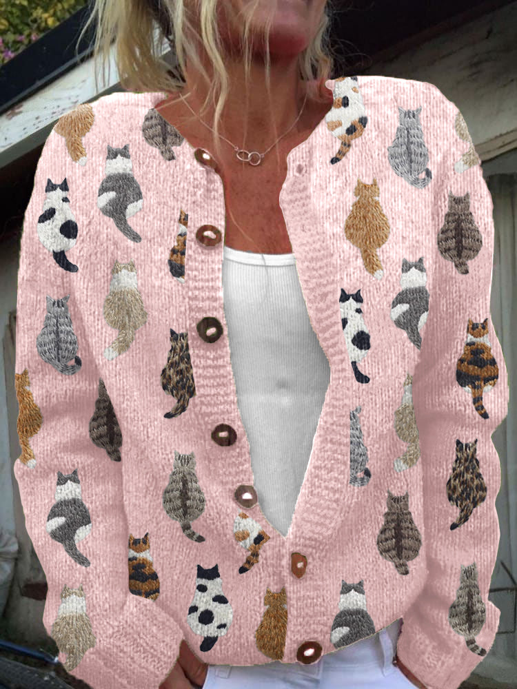 Charlotte – Strickjacke mit Katzenmuster von Amora Bern, Ansicht 2