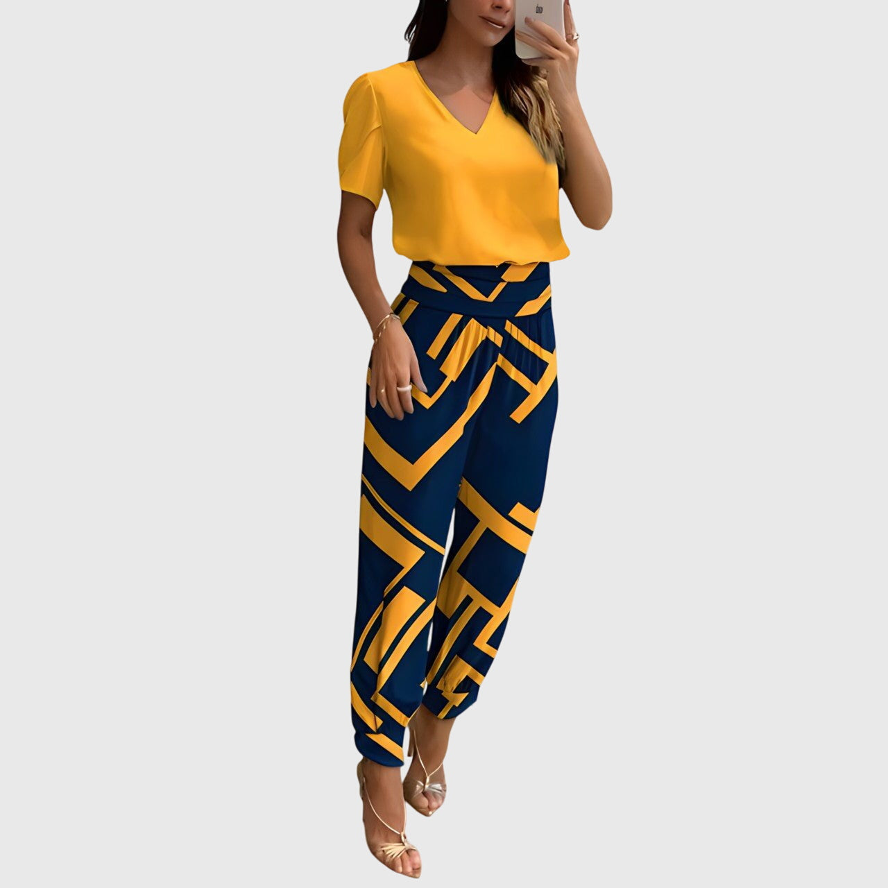 Jennifer™ Stilvolles Blusen- und Hosenset, Vorderansicht