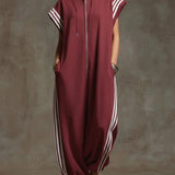 Elvara™ | Gestreifter Jumpsuit in Kontrastfarben mit Stehkragen und Reissverschluss