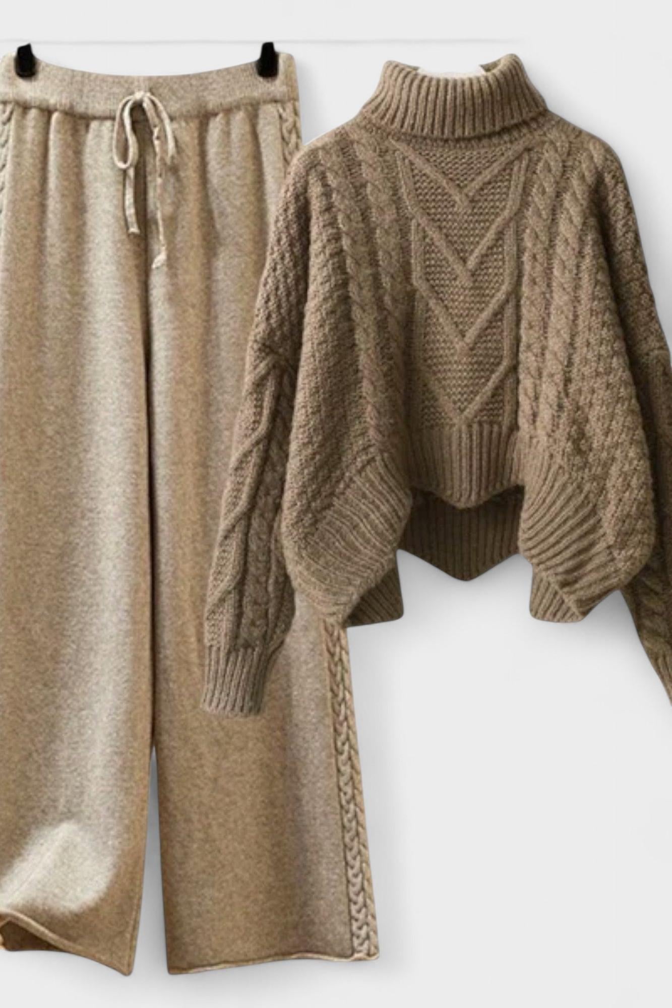Haimhild – Zopfmusterpullover & weite Strickhose Set von Amora Bern