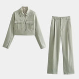 Edelgund – Kurze Jacke & weite Hose Set von Amora Bern, Ansicht 8