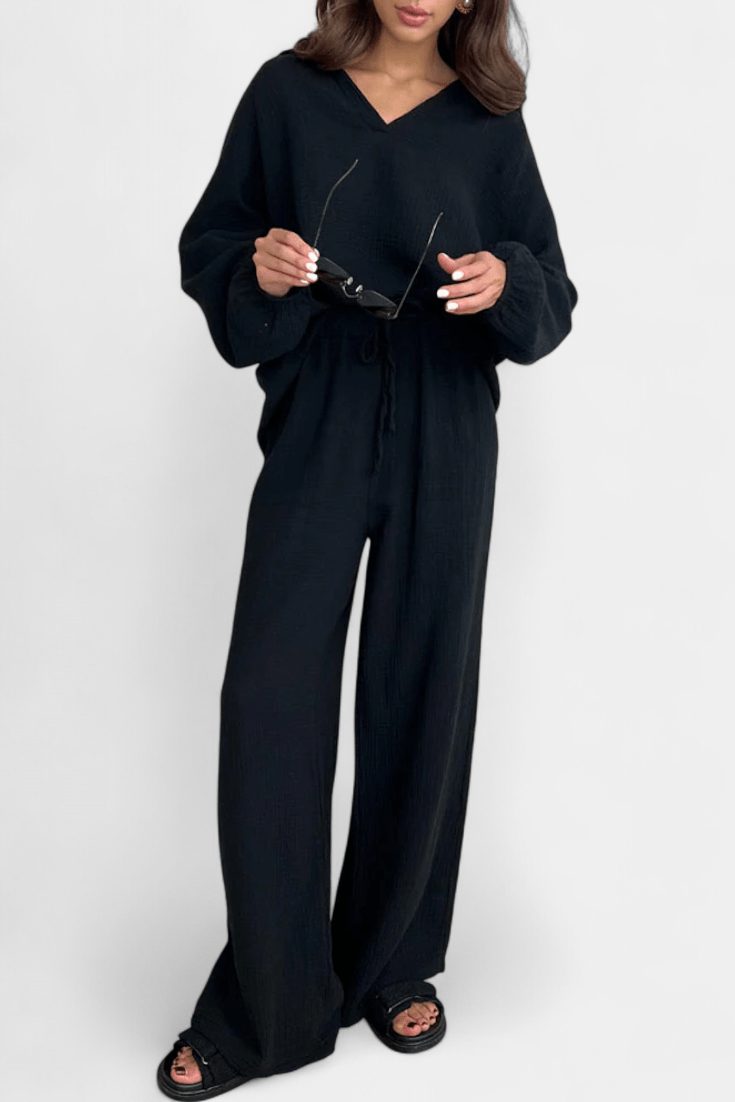 Eberhild – Lockeres Langarm-Oberteil & weite Hose Set von Amora Bern, Ansicht 12