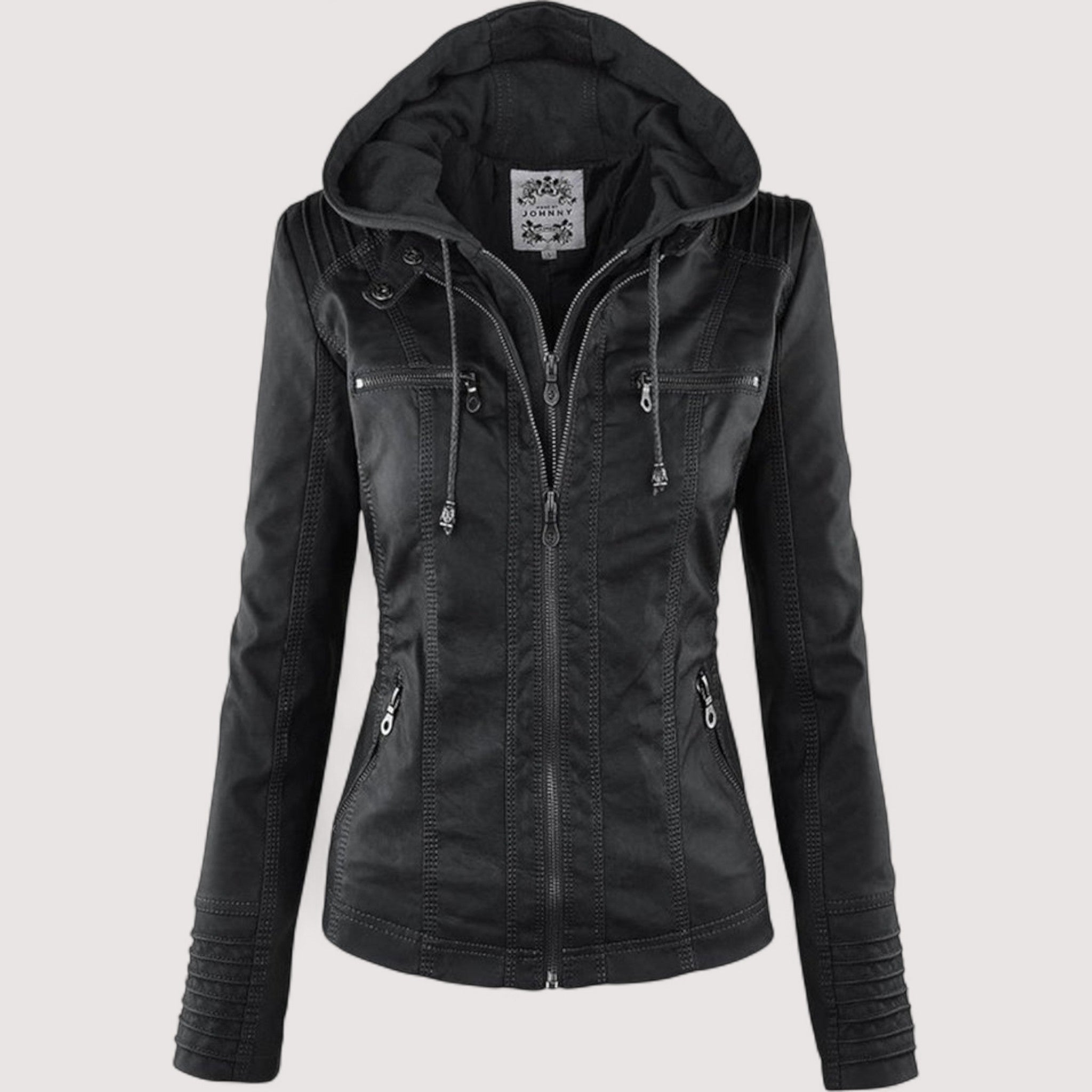 Laurina™ | Enganliegende Bikerjacke mit Kapuze