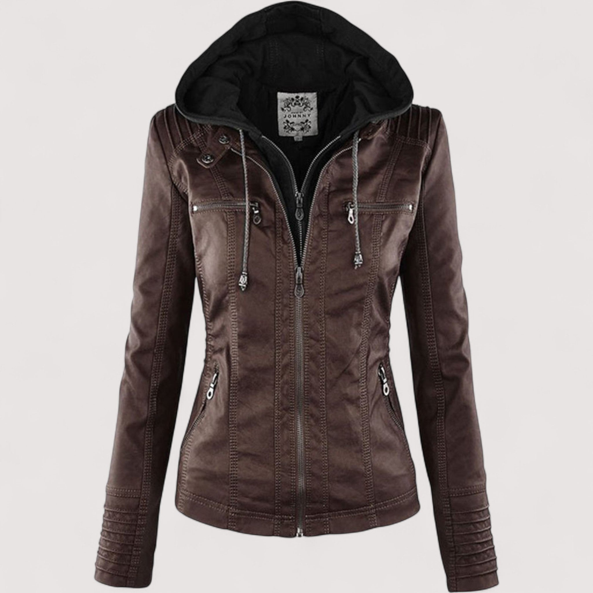Laurina™ | Enganliegende Bikerjacke mit Kapuze
