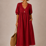 Lina – Leichtes Midikleid mit V-Ausschnitt