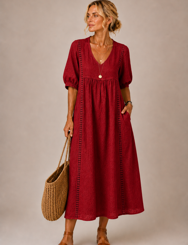 Lina – Leichtes Midikleid mit V-Ausschnitt