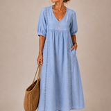 Lina – Leichtes Midikleid mit V-Ausschnitt