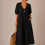 Lina – Leichtes Midikleid mit V-Ausschnitt