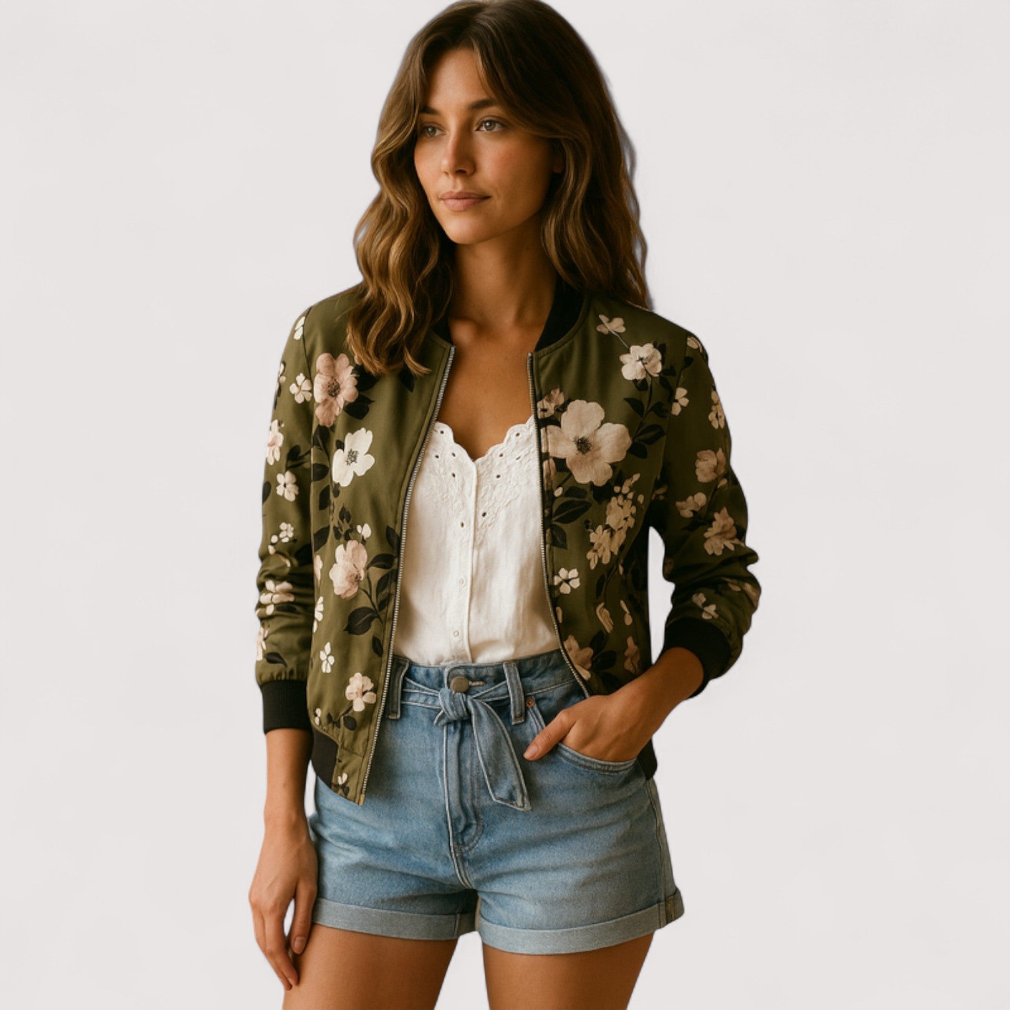 Lidia™ | Stylische Bomberjacke mit Blumenmuster