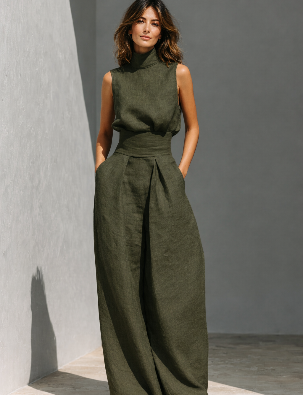 Maria Minimalistisches Set aus Baumwolle und Leinen, Produktansicht