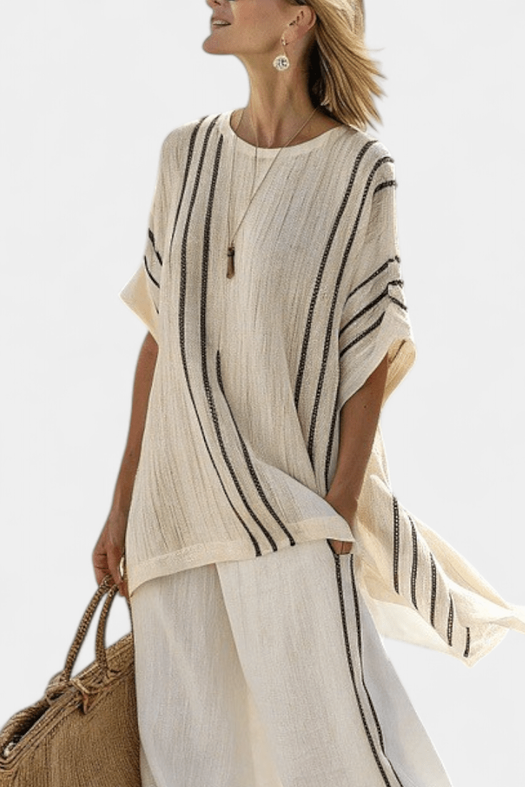 Liobhild – Gestreiftes Oversize-Oberteil & Palazzo-Hose Set von Amora Bern, Ansicht 2