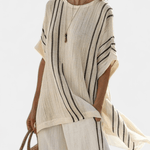Liobhild – Gestreiftes Oversize-Oberteil & Palazzo-Hose Set von Amora Bern, Ansicht 2