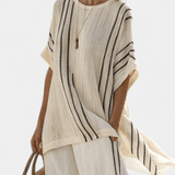 Liobhild – Gestreiftes Oversize-Oberteil & Palazzo-Hose Set von Amora Bern, Ansicht 2