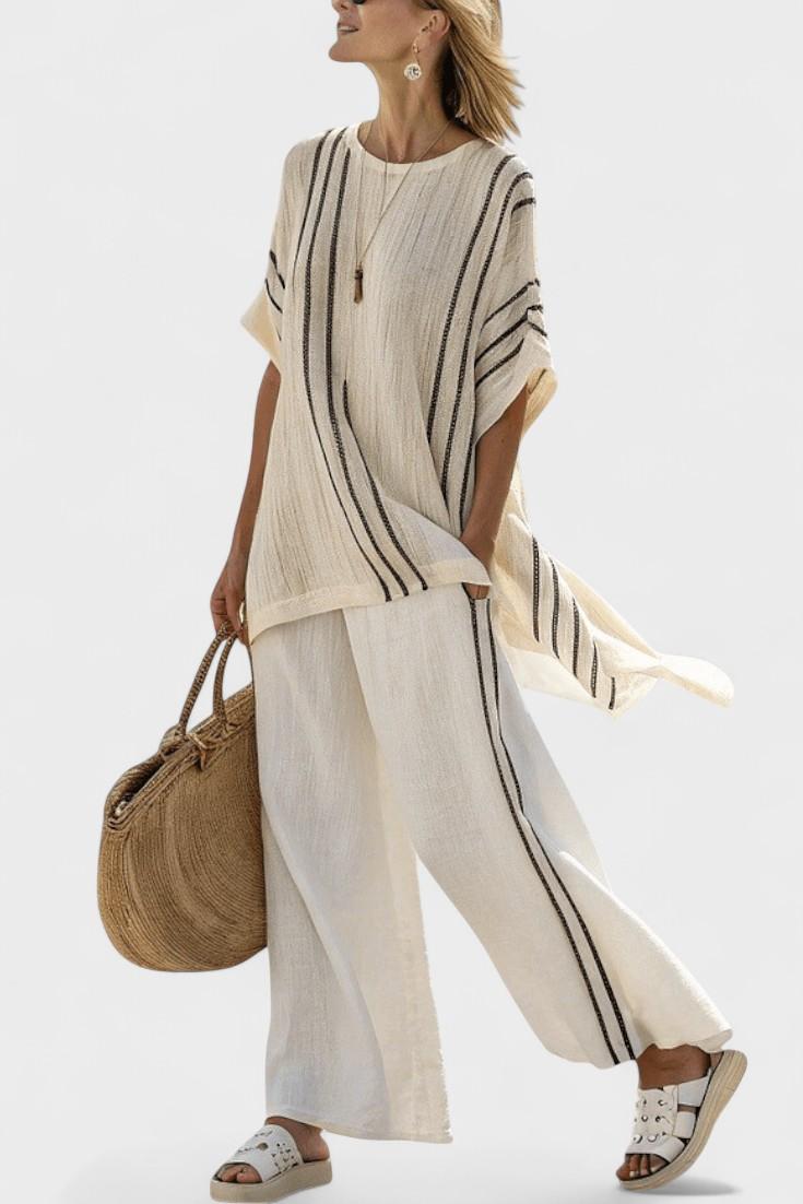 Liobhild – Gestreiftes Oversize-Oberteil & Palazzo-Hose Set von Amora Bern