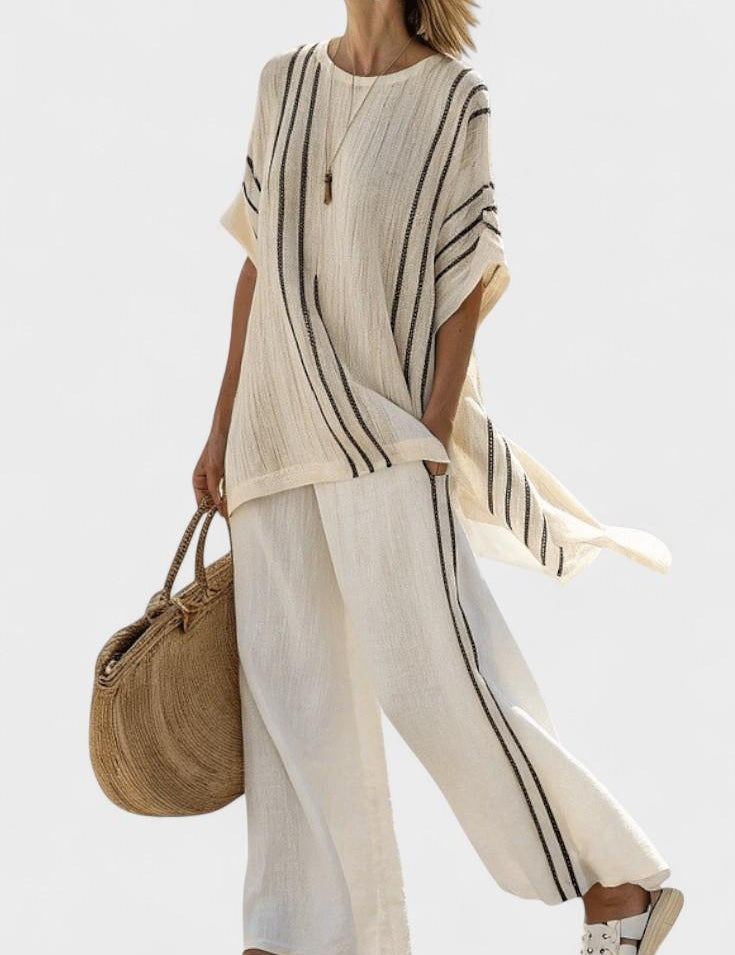 Liobhild – Gestreiftes Oversize-Oberteil & Palazzo-Hose Set von Amora Bern