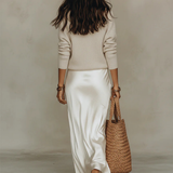 Elena | Satin-Midikleid mit passendem Pullover