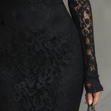 Veronika™ | Schwarzes Spitzen-Maxikleid