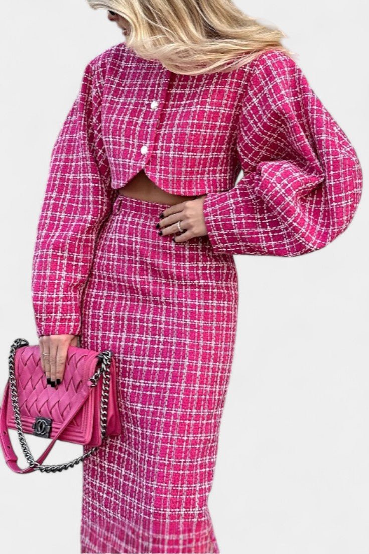 Erlgard – Rosa Karojacke & Maxirock Set von Amora Bern, Ansicht 2