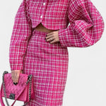 Erlgard – Rosa Karojacke & Maxirock Set von Amora Bern, Ansicht 2