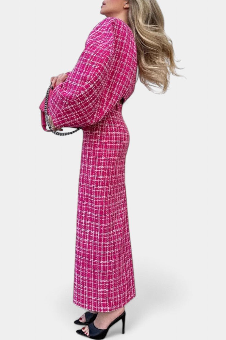 Erlgard – Rosa Karojacke & Maxirock Set von Amora Bern, Ansicht 3