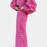 Erlgard – Rosa Karojacke & Maxirock Set von Amora Bern