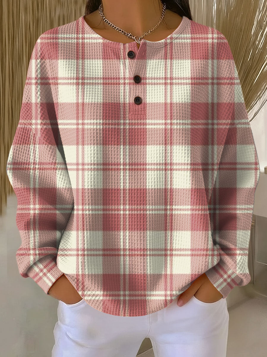 Svenja – Pullover mit Karomuster in Rosé von Amora Bern