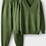 Ehrengard – V-Ausschnitt-Strickpullover & Hose Set von Amora Bern, Ansicht 6