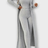 Thiadrun – Gerippter Jumpsuit mit langer Strickjacke von Amora Bern, Ansicht 2