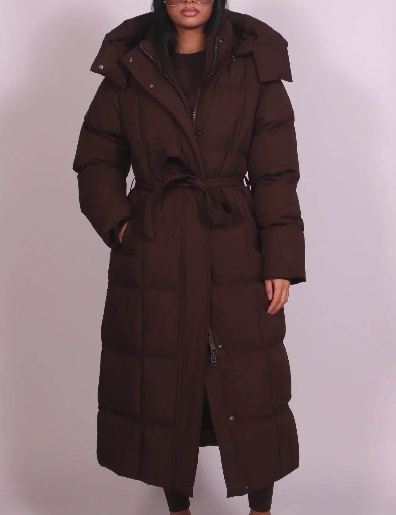 Carmen™ | Langer Daunenmantel mit Gürtel