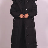 Carmen™ | Langer Daunenmantel mit Gürtel