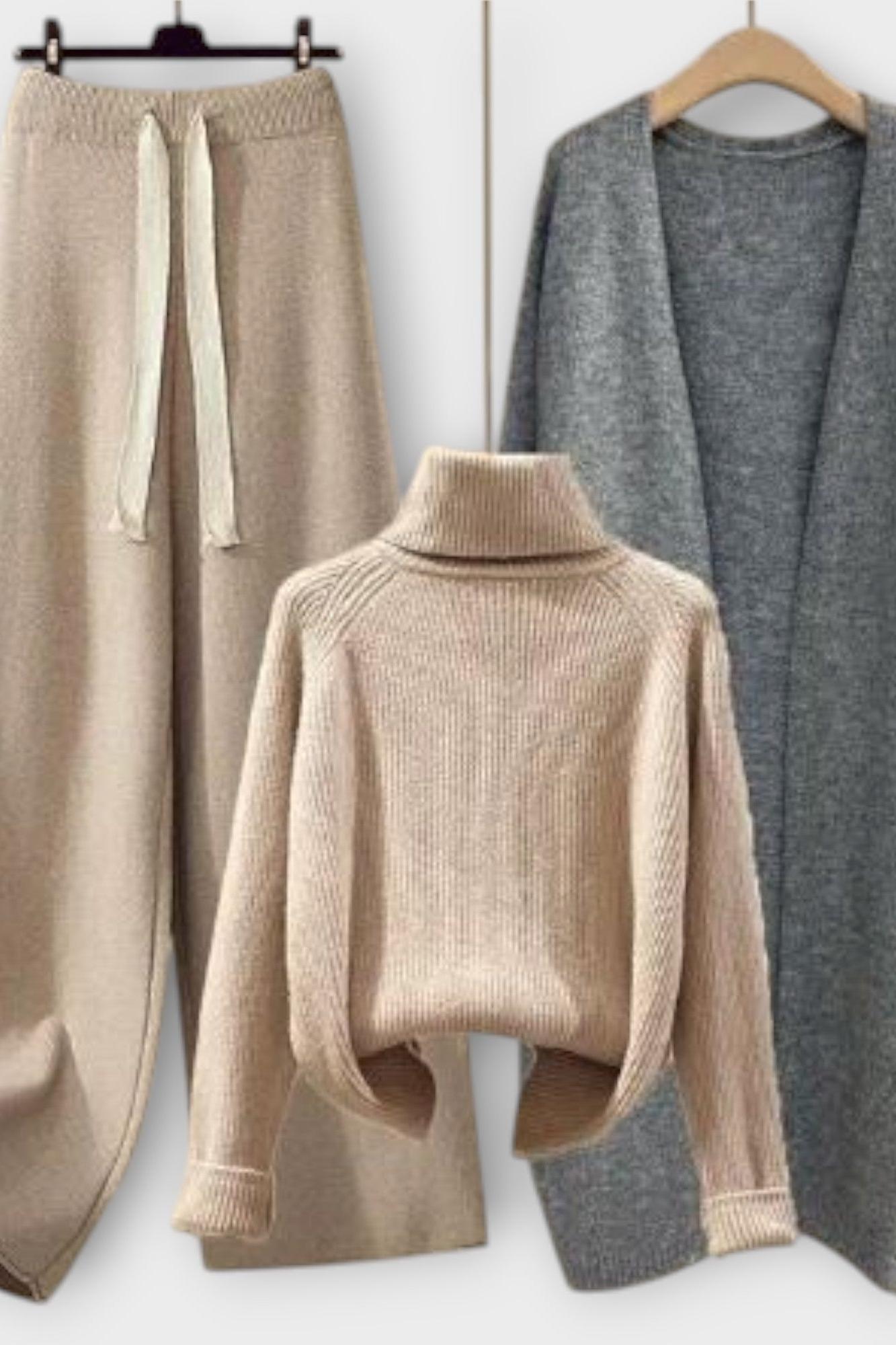Herlind – Rollkragenpullover, Strickjacke & Hose Set von Amora Bern, Ansicht 4