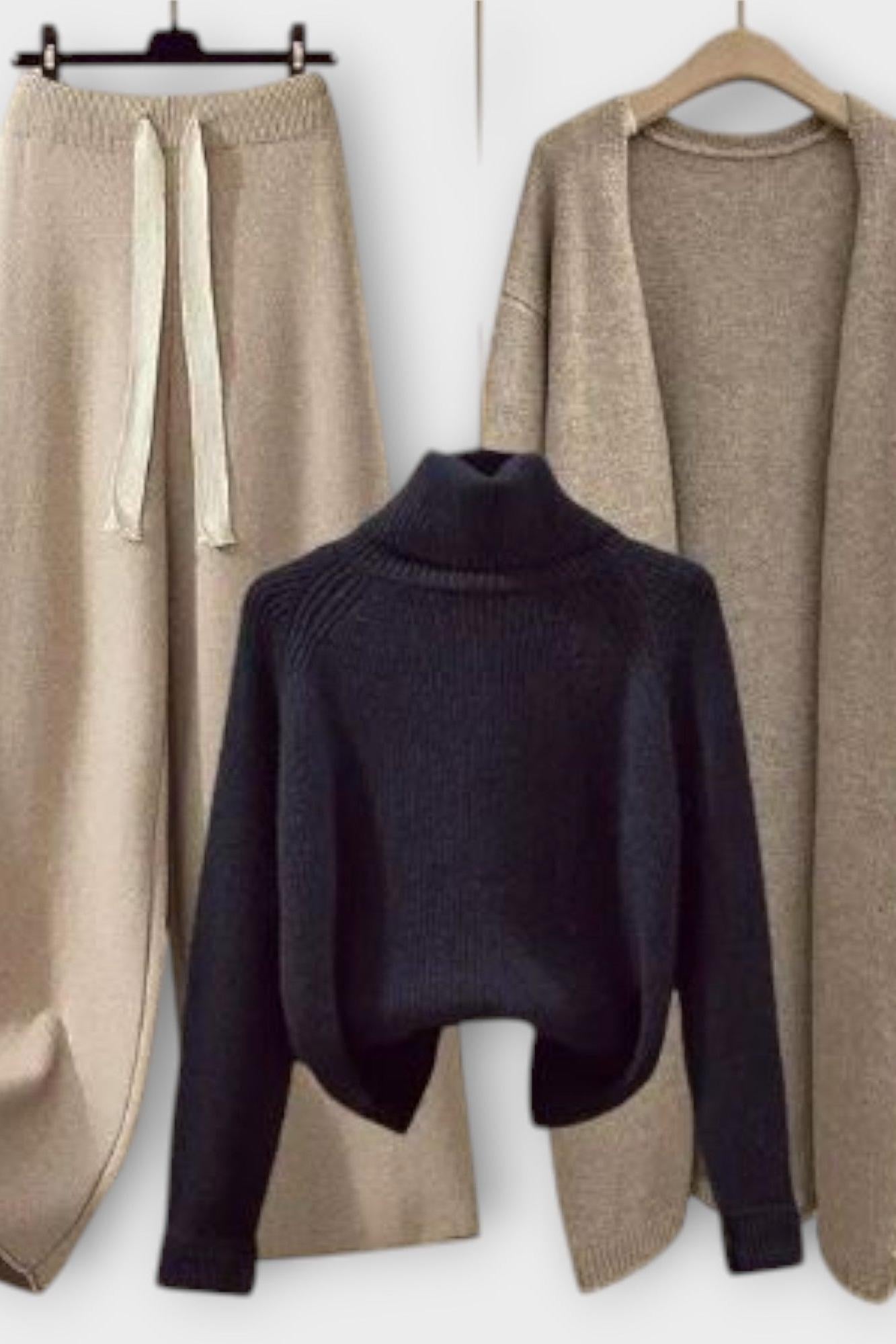 Herlind – Rollkragenpullover, Strickjacke & Hose Set von Amora Bern, Ansicht 5