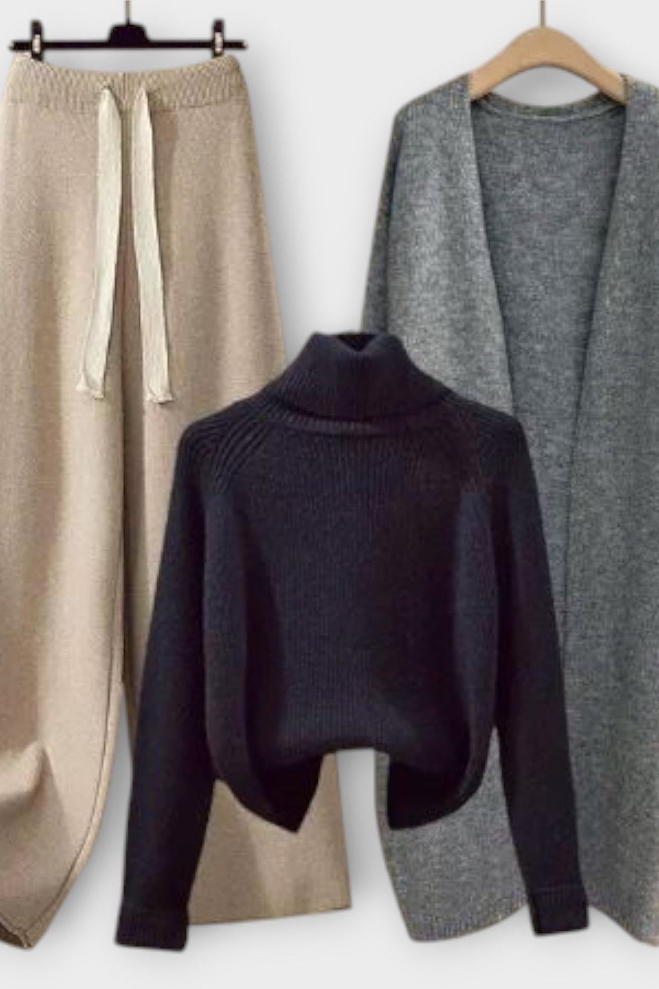 Herlind – Rollkragenpullover, Strickjacke & Hose Set von Amora Bern, Ansicht 6