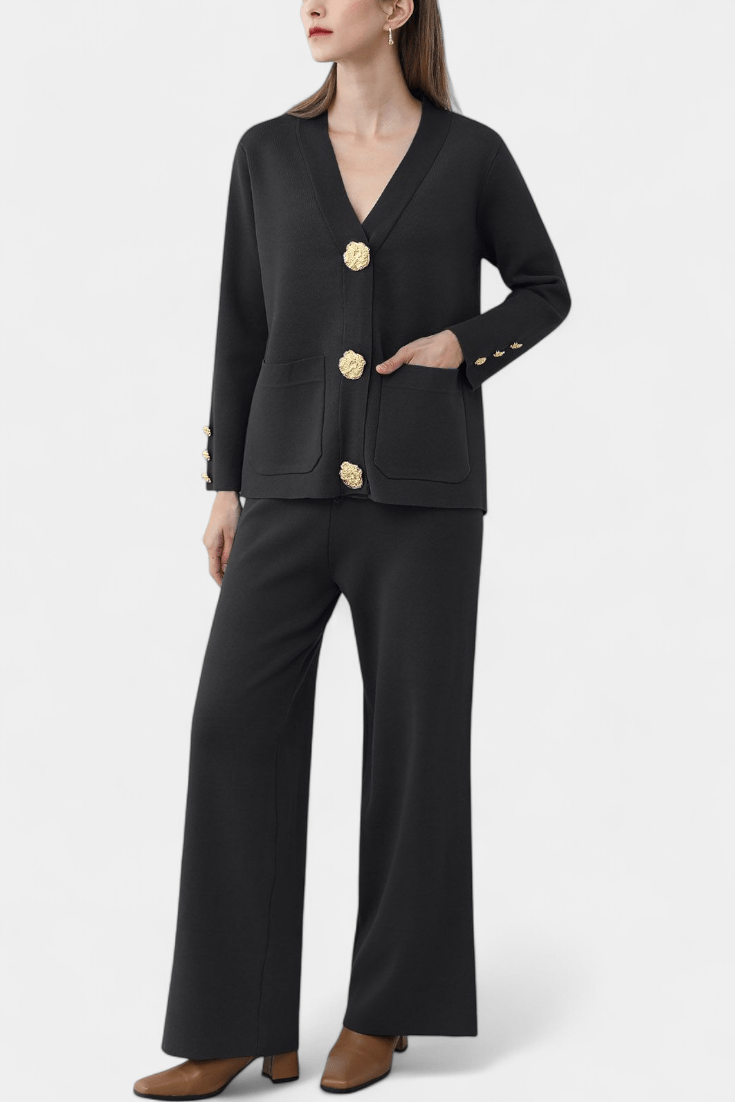 Trudlind – Strickjacke mit Knöpfen & weite Hose Set von Amora Bern, Ansicht 6