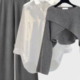 Norhild – Dreiteiliges Hemd-, Stricktop- & Hosen-Set von Amora Bern