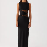 Leni™ | Figurumspielendes Maxikleid mit dezenten Ausschnitten und Schnürung