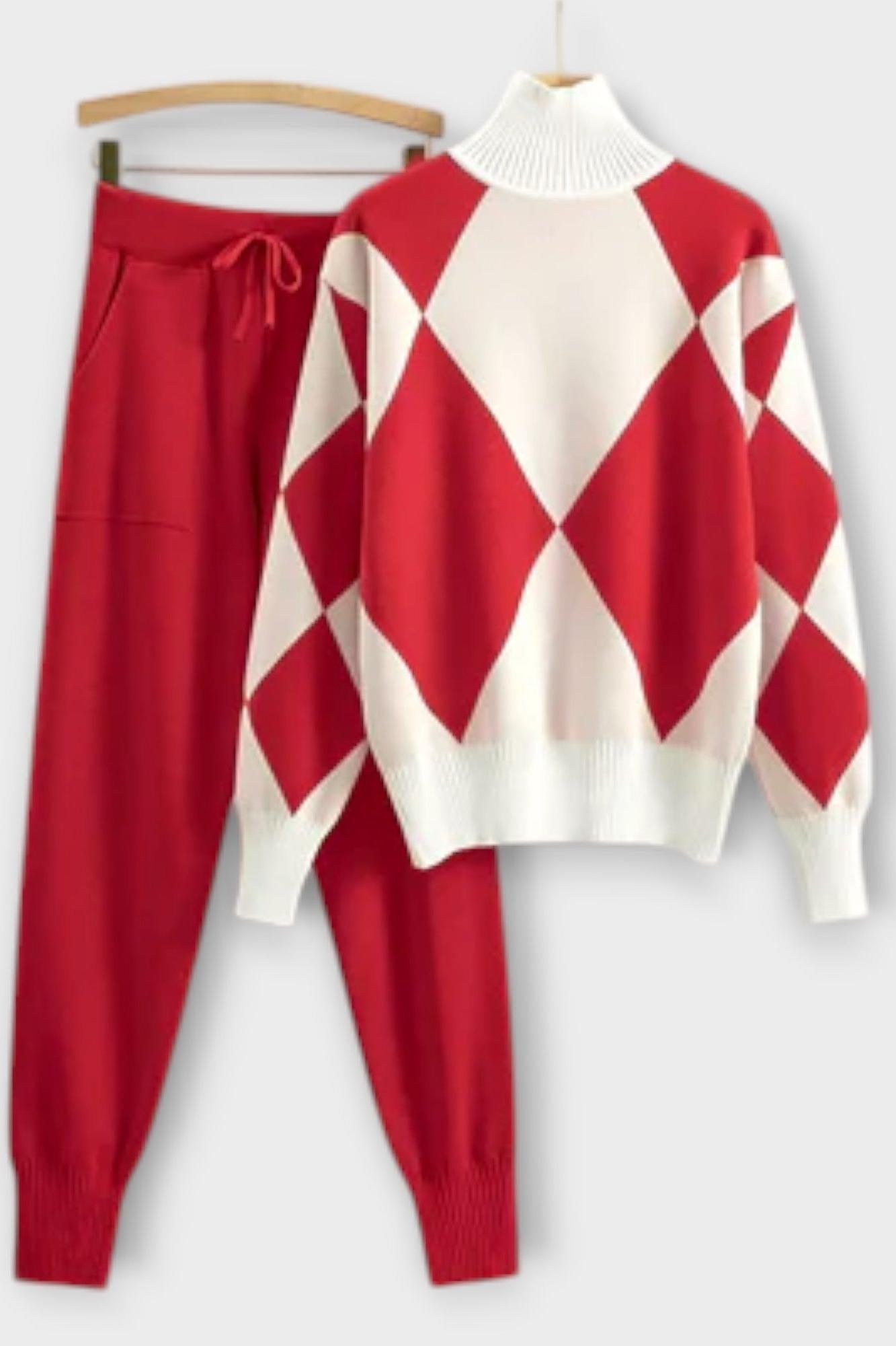 Hartlinde – Argyle-Strickpullover & Hose Set von Amora Bern, Ansicht 4
