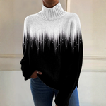 Gritli – Schwarz-weisser Rollkragenpullover im Ombré-Look von Amora Bern