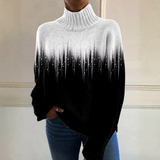 Gritli – Schwarz-weisser Rollkragenpullover im Ombré-Look von Amora Bern